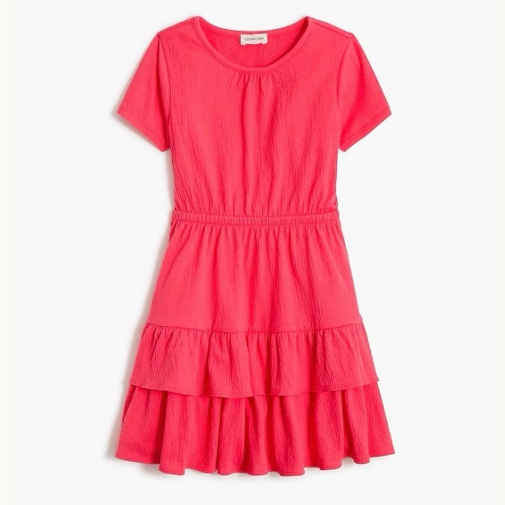 Crewcuts Red Crinkle Knit Ruffle Dress